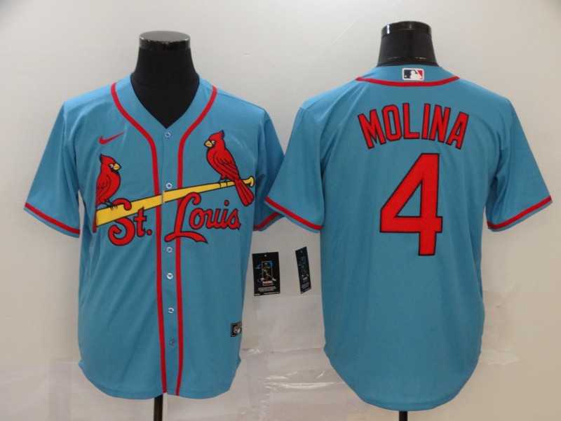Cardinals 4 Yadier Molina Light Blue 2020 Nike Cool Base Jersey,We sell and wholesale Cardinals 4 Yadier Molina Light Blue 2020 Nike Cool Base Jersey on line form chian!